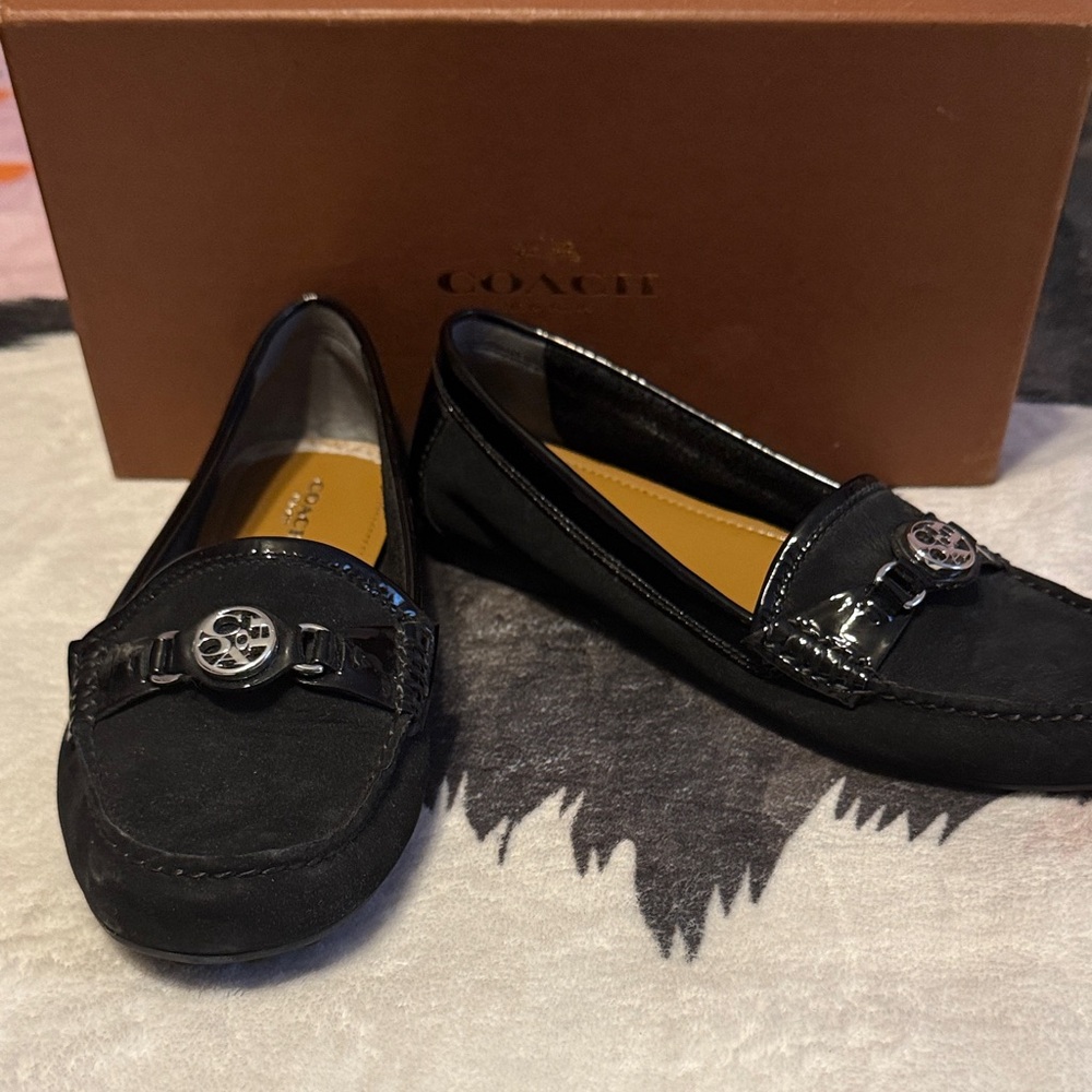 Coach Women's Shiny Black Loafers